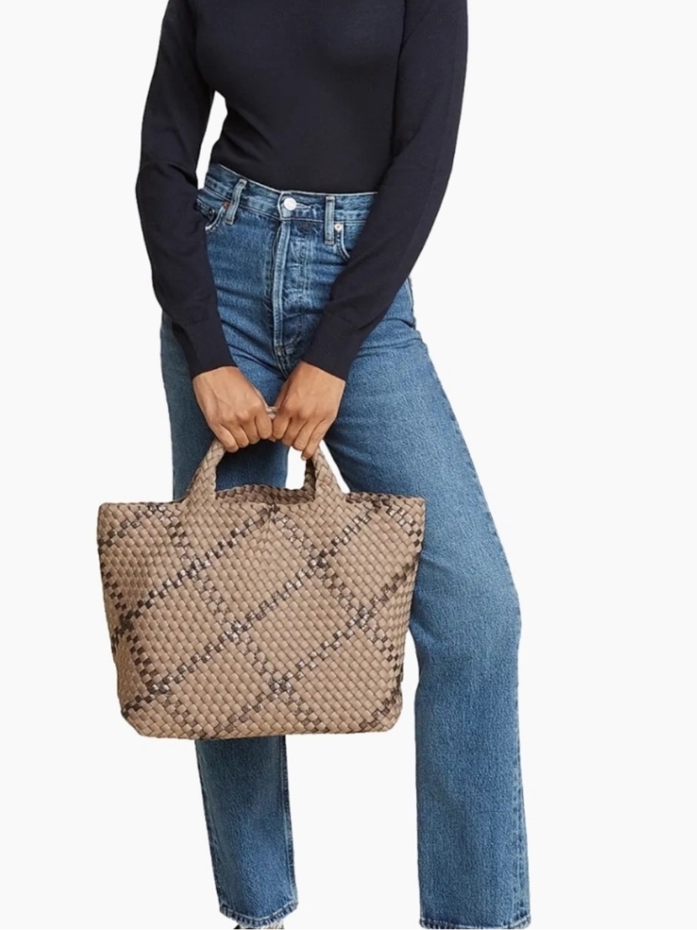 Naghedi St. Barths Woven Tote in Cashmere and Bronze Metallic, Medium - Picture 14 of 14